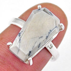 5.87cts faceted natural howlite 925 sterling silver coffin ring size 7 y39621