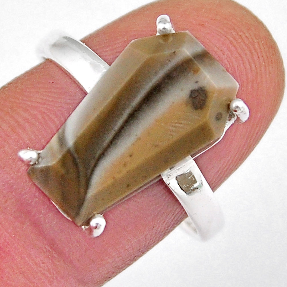 6.15cts faceted natural imperial jasper 925 silver coffin ring size 9 y39633