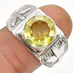 5.34cts faceted natural lemon topaz 925 sterling silver mens ring size 10 u71869