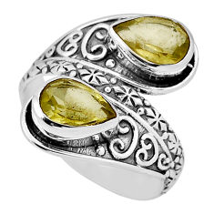 4.38cts faceted natural lemon topaz 925 sterling silver ring size 9.5 n37161