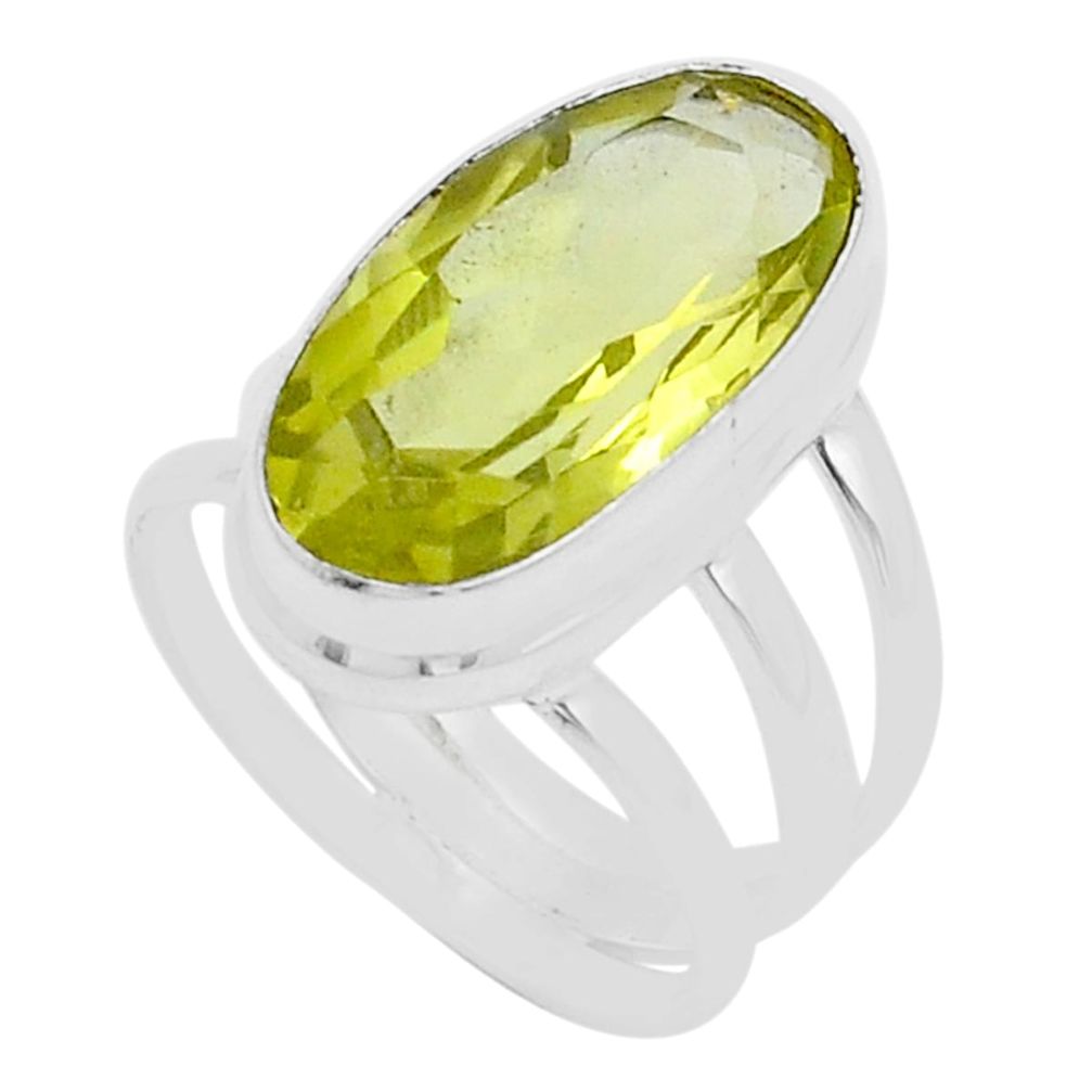 7.55cts faceted natural lemon topaz 925 sterling silver ring size 6.5 u74608