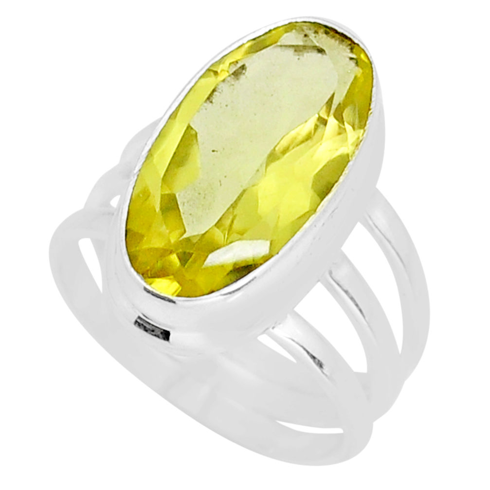 8.41cts faceted natural lemon topaz 925 sterling silver ring size 7.5 y11902