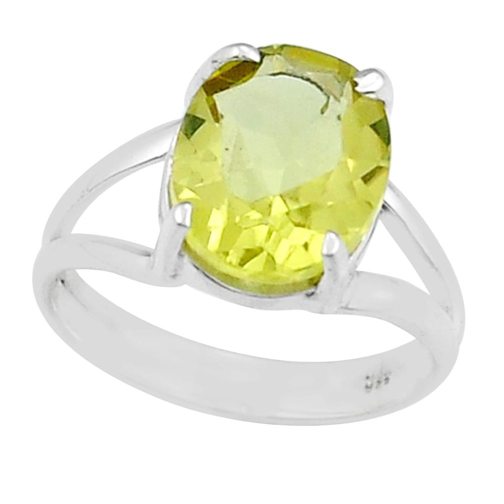 5.22cts faceted natural lemon topaz 925 sterling silver ring size 5.5 y25964