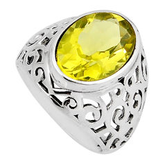 6.54cts faceted natural lemon topaz 925 sterling silver ring size 8.5 y45551
