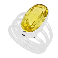 8.18cts faceted natural lemon topaz 925 sterling silver ring size 8.5 y56923