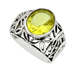 5.01cts faceted natural lemon topaz 925 sterling silver ring size 7.5 y78453
