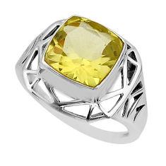 5.52cts faceted natural lemon topaz 925 sterling silver ring size 8.5 y78687