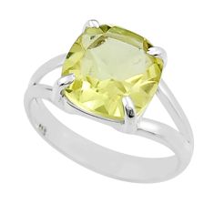 5.07cts faceted natural lemon topaz cushion sterling silver ring size 7 y25981