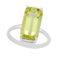 4.91cts faceted natural lemon topaz octagan sterling silver ring size 7 y25905