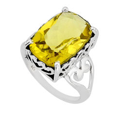 7.45cts faceted natural lemon topaz octagan sterling silver ring size 9 y73520