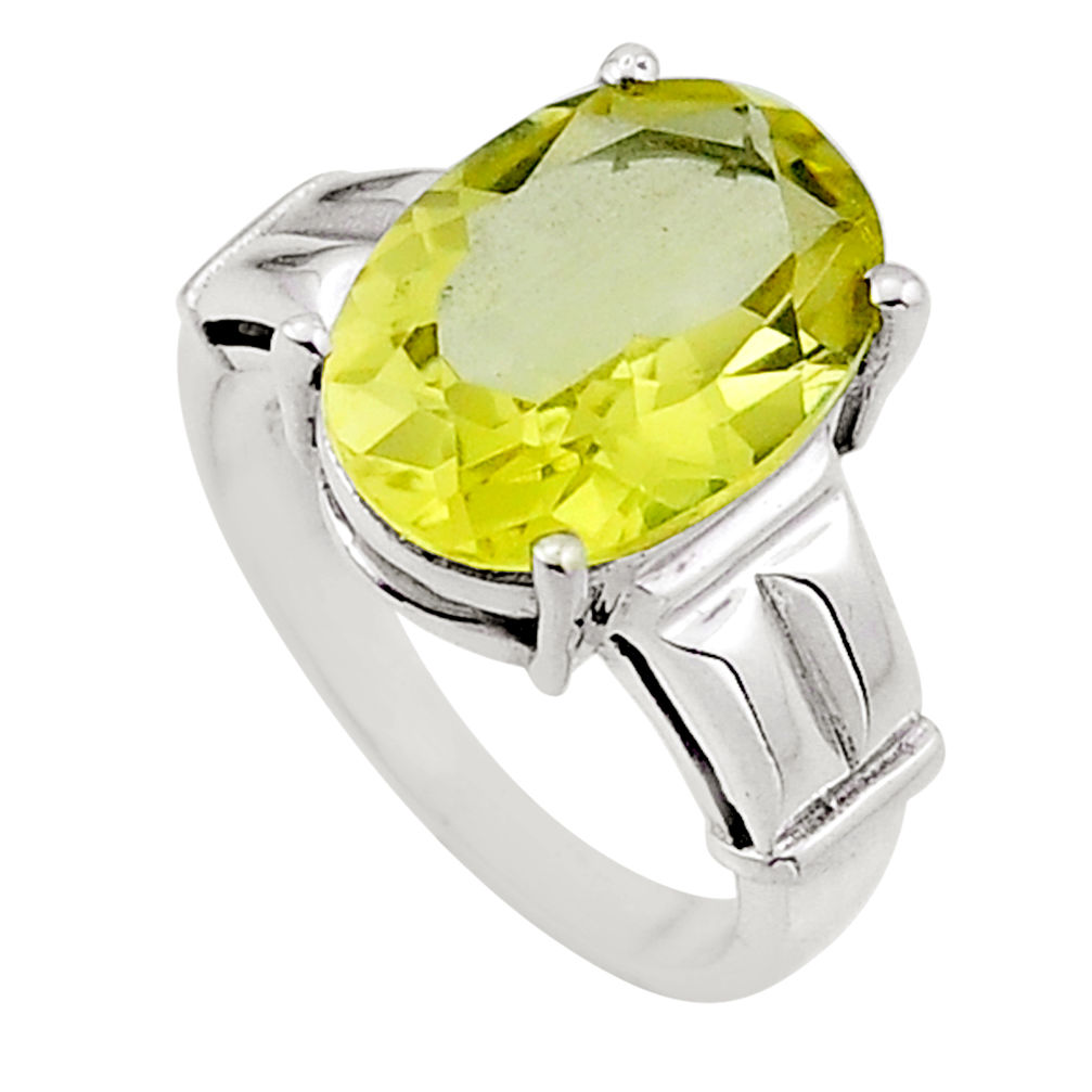 5.51cts faceted natural lemon topaz oval 925 sterling silver ring size 7 n50976