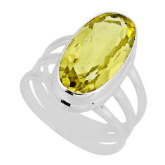 7.66cts faceted natural lemon topaz oval 925 sterling silver ring size 7 y57037