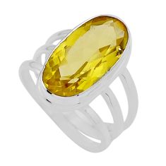 7.84cts faceted natural lemon topaz oval 925 sterling silver ring size 8 n53724