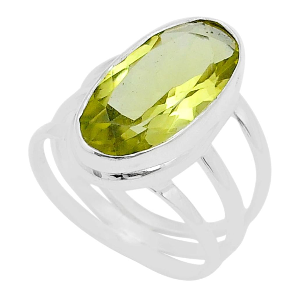 7.31cts faceted natural lemon topaz oval 925 sterling silver ring size 8 u74613