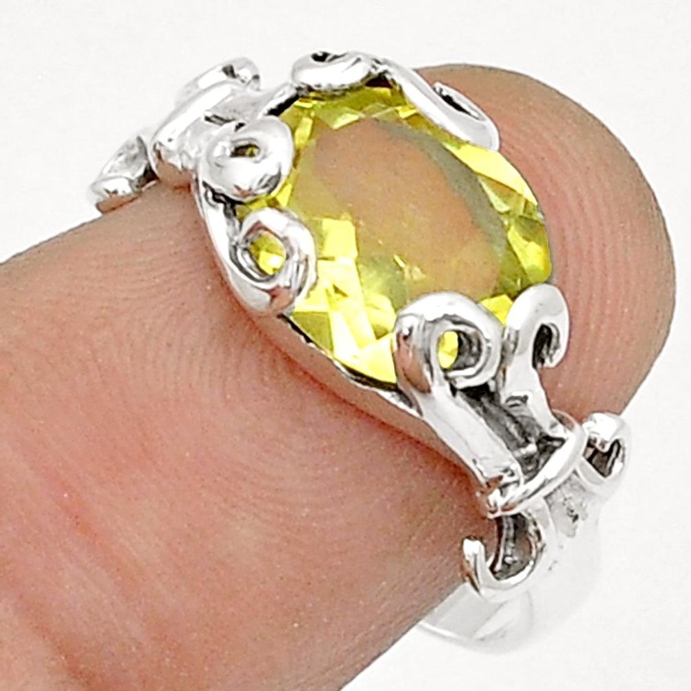 4.26cts faceted natural lemon topaz oval 925 sterling silver ring size 8 u75824
