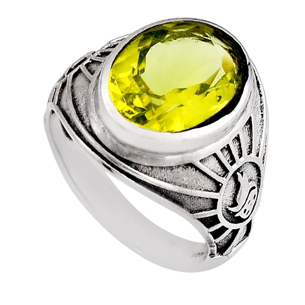 6.92cts faceted natural lemon topaz oval sterling silver ring size 8.5 n27055