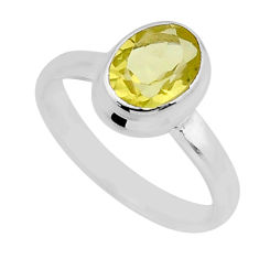 2.09cts faceted natural lemon topaz oval sterling silver ring size 7.5 y80563