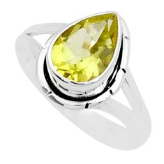 2.67cts faceted natural lemon topaz pear 925 sterling silver ring size 7 y13710