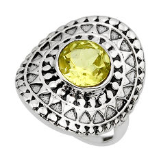 3.29cts faceted natural lemon topaz round 925 sterling silver ring size 8 y78790