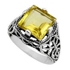 5.52cts faceted natural lemon topaz square sterling silver ring size 8 y82758