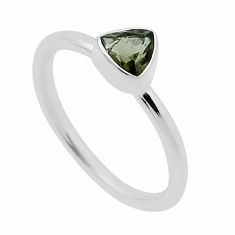0.73cts faceted natural moldavite (genuine czech) silver ring size 6.5 n47690