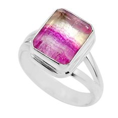 5.53cts faceted natural multi color fluorite 925 silver ring size 7.5 y43543