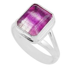 5.10cts faceted natural multi color fluorite 925 silver ring size 8.5 y43551
