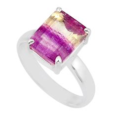 5.16cts faceted natural multi color fluorite 925 silver ring size 8.5 y46664