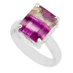 4.81cts faceted natural multi color fluorite 925 silver ring size 6.5 y46665