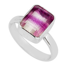 5.07cts faceted natural multi color fluorite 925 silver ring size 8.5 y72466