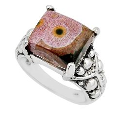5.99cts faceted natural ocean sea jasper (madagascar) silver ring size 7 y45546