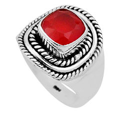 2.68cts faceted natural orange cornelian (carnelian) silver ring size 6 n34710