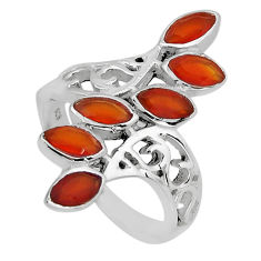4.52cts faceted natural orange cornelian (carnelian) silver ring size 8 y82594
