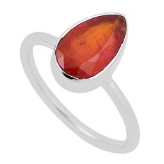 2.98cts faceted natural orange kyanite 925 sterling silver ring size 6.5 n33703