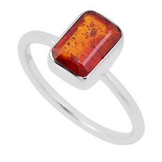 2.56cts faceted natural orange kyanite 925 sterling silver ring size 7.5 n33706