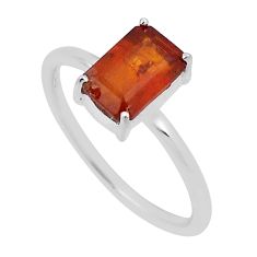 2.36cts faceted natural orange kyanite 925 sterling silver ring size 7.5 n33712