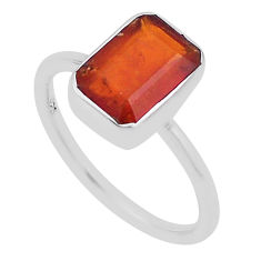 2.55cts faceted natural orange kyanite 925 sterling silver ring size 6.5 n33716