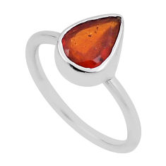 2.90cts faceted natural orange kyanite 925 sterling silver ring size 5.5 n33717