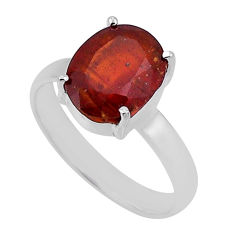 3.11cts faceted natural orange kyanite 925 sterling silver ring size 5.5 n33720