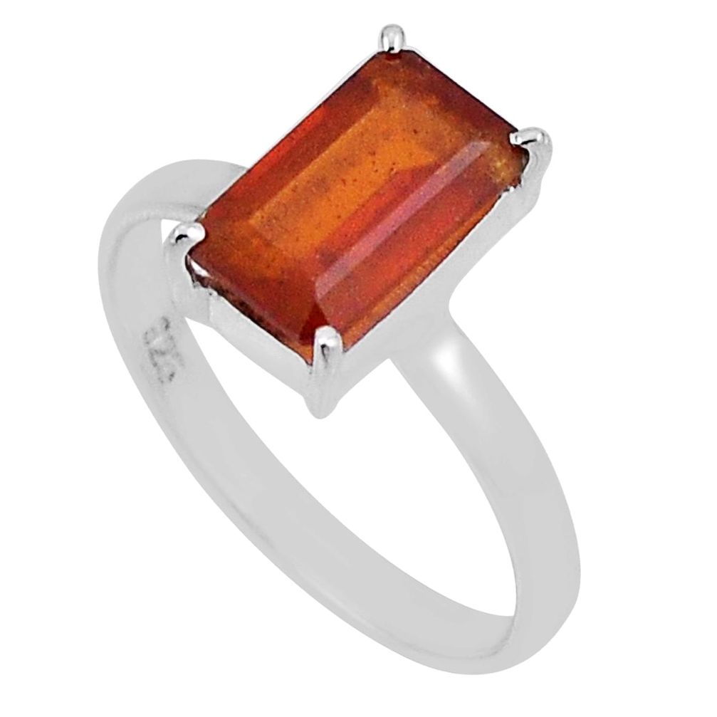 2.56cts faceted natural orange kyanite 925 sterling silver ring size 8 n33714