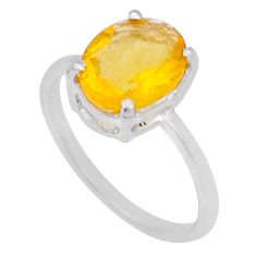 3.44cts faceted natural orange mexican fire opal 925 silver ring size 6 y1566