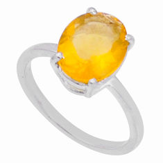 4.03cts faceted natural orange mexican fire opal 925 silver ring size 6 y1575
