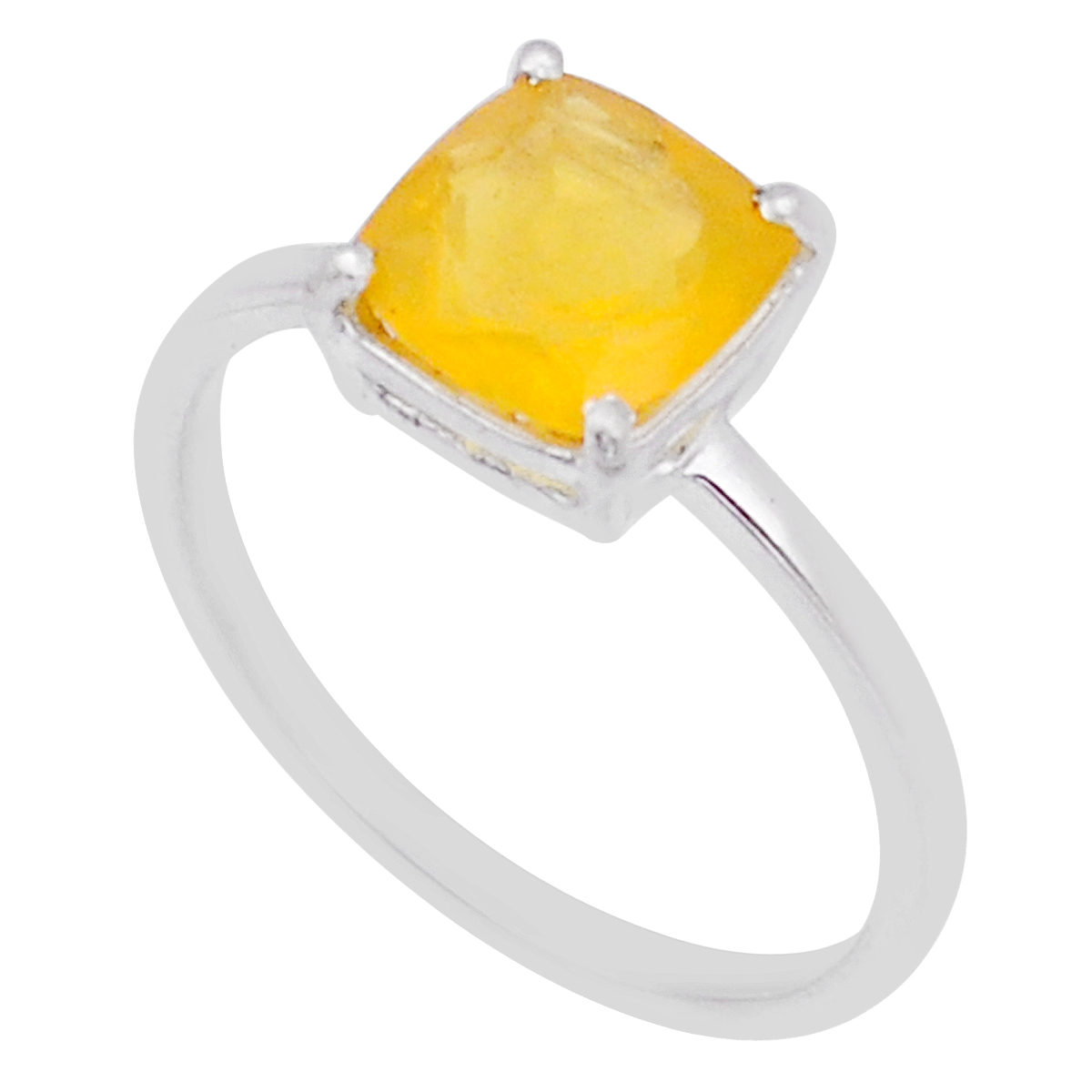 Faceted Natural Orange Mexican Fire Opal 925 Silver Ring Size 9