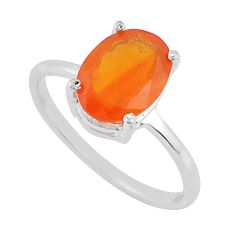 3.63cts faceted natural orange mexican fire opal 925 silver ring size 6.5 y25597