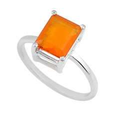 2.89cts faceted natural orange mexican fire opal 925 silver ring size 6.5 y25600