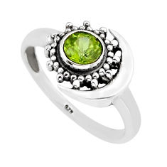 0.76cts faceted natural peridot 925 sterling silver moon ring size 7.5 y63736