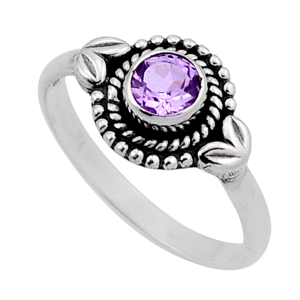 0.66cts faceted natural pink amethyst 925 sterling silver ring size 7.5 n43907