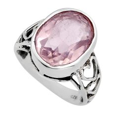 5.94cts faceted natural pink amethyst 925 sterling silver ring size 6.5 y82732