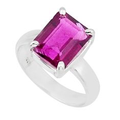 4.06cts faceted natural pink apatite (madagascar) silver ring size 5.5 y46704