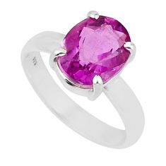 5.11cts faceted natural pink apatite (madagascar) silver ring size 8.5 y46709